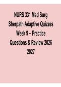 NURS 331 Med-Surg Sherpath Adaptive Quizzes Week 9 &ndash; Practice Questions & Review &ndash; 2026&ndash;2027 Latest