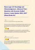 Nurse Logic 2&period;0&colon; Knowledge and Clinical Judgement - Advanced Test &vert; Questions with Accurate Verified Answers &vert; Latest Update 2026 &vert; 2027 &lpar;Rated Grade A&plus;&rpar;    