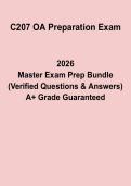 C207 OA Preparation Questions & Answers &vert; WGU Study Guide PDF