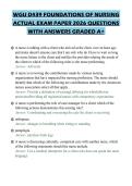 WGU D439 FOUNDATIONS OF NURSING ACTUAL EXAM PAPER 2026 QUESTIONS WITH ANSWERS GRADED A&plus;