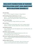WGU D439 FOUNDATIONS OF NURSING CERTIFICATION SCRIPT 2026 QUESTIONS WITH SOLUTIONS GRADED A&plus;