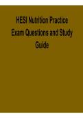 HESI Nutrition Practice Exam Questions and Study Guide &ndash; Latest 2026 Review