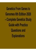 Genetics&colon; From Genes to Genomes 6th Edition &lpar;2026&rpar; &ndash; Complete Study Guide with Practice Questions