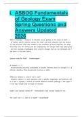 i&period;&Tab;ASBOG Fundamentals of Geology Exam Spring Questions and Answers Updated 2026