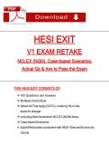 HESI EXIT V1 EXAM RETAKE NCLEX &lpar;NGN&rpar;&comma; Case-based Scenarios&comma; Actual Qs & Ans to Pass the Exam