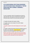 ATI SCHIZOPHRENIA SPECTRUM DISORDERS  AND PSYCHOSIS EXAM &vert; FREQUENTLY TESTED  QUESTIONS WITH CORRECT ANSWERS &vert;  BRAND NEW&excl;