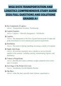 WGU D470 TRANSPORTATION AND LOGISTICS COMPREHENSIVE STUDY GUIDE 2026 FULL QUESTIONS AND SOLUTIONS GRADED A&plus;