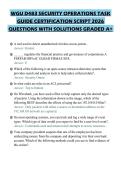 WGU D483 SECURITY OPERATIONS TASK GUIDE CERTIFICATION SCRIPT 2026 QUESTIONS WITH SOLUTIONS GRADED A&plus;