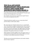 WGU D116 ADVANCED PHARMACOLOGY FINAL EXAM 2026 ACTUAL TEST PAPER WITH ACCURATE SOLUTIONS GRADE A&plus; 
