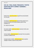 SOC 201- FINAL EXAM &vert; FREQUENTLY TESTED  QUESTIONS WITH CORRECT ANSWERS &vert;  BRAND NEW&excl;