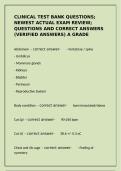 Clinical Test Bank&colon; Veterinary Exam Review Questions & Verified Answers
