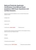 National Pesticide Applicator Certification Core Manual Exam questions 2026 Exam Questions and verified Answers &period;
