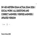 SW 450 MIDTERM EXAM ACTUAL EXAM 2026 &vert; SOCIAL WORK &vert; ALL QUESTIONS AND CORRECT ANSWERS &vert; VERIFIED ANSWERS &vert; UPDATED VERSION
