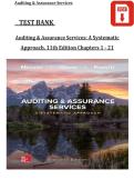 Test Bank for Auditing & Assurance Services&colon; A Systematic Approach 10th Edition by William F&period; Messier Jr&period; &vert; Verified Exam Questions & Answers