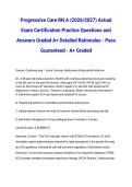 Progressive Care RN A &lpar;2026&sol;2027&rpar; Actual Exam Certification Practice Questions and Answers Graded A&plus; Detailed Rationales - Pass Guaranteed - A&plus; Graded