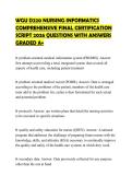 WGU D220 NURSING INFORMATICS COMPREHENSIVE FINAL CERTIFICATION SCRIPT 2026 QUESTIONS WITH ANSWERS GRADED A&plus;