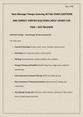 Texas Massage Therapy Licensing ACTUAL EXAM QUESTIONS AND CORRECT VERIFIED SOLUTIONS LATEST UPDATE THIS YEAR &ndash; JUST RELEASED