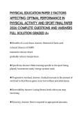 PHYSICAL EDUCATION PAPER 2 FACTORS AFFECTING OPTIMAL PERFORMANCE IN PHYSICAL ACTIVITY AND SPORT FINAL PAPER 2026 COMPLETE QUESTIONS AND ANSWERS FULL SOLUTION GRADED A&plus;