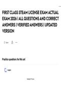 FIRST CLASS STEAM LICENSE EXAM ACTUAL EXAM 2026 &vert; ALL QUESTIONS AND CORRECT ANSWERS &vert; VERIFIED ANSWERS &vert; UPDATED VERSION