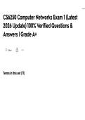 CS6250 Computer Networks Exam 1 &lpar;Latest 2026 Update&rpar; 100&percnt; Verified Questions & Answers &vert; Grade A&plus;
