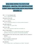 WGU D582 INTRO TO STATS FOR RESEARCH - HELPFUL TIPS CERTIFICATION SCRIPT 2026 QUESTIONS WITH SOLUTIONS GRADED A&plus;