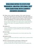 WGU D582 INTRO TO STATS FOR RESEARCH - HELPFUL TIPS FINAL TEST 2026 QUESTIONS WITH CORRECT ANSWERS GRADED A&plus;