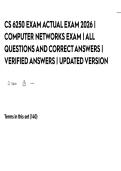 CS 6250 EXAM ACTUAL EXAM 2026 &vert; COMPUTER NETWORKS EXAM &vert; ALL QUESTIONS AND CORRECT ANSWERS &vert; VERIFIED ANSWERS &vert; UPDATED VERSION