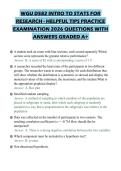 WGU D582 INTRO TO STATS FOR RESEARCH - HELPFUL TIPS PRACTICE EXAMINATION 2026 QUESTIONS WITH ANSWERS GRADED A&plus;