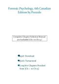 Solution Manual for Forensic Psychology&comma; 6th Canadian Edition by Pozzulo &mdash; Complete Chapter Solutions &lpar;Ch 1&ndash;15&rpar;