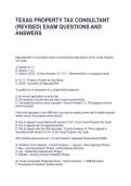 TEXAS PROPERTY TAX CONSULTANT &lpar;REVISED&rpar; EXAM QUESTIONS AND ANSWERS