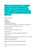 Mental Health Exam 1 Study Guide 2026&sol;2027&colon; 99 Questions & Correct Answers &ndash; Psychiatric Nursing&comma; Therapeutic Communication&comma; Disorders&comma; Milieu & More &lpar;Rated A&plus; for Nursing Students&rpar;