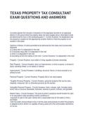 TEXAS PROPERTY TAX CONSULTANT EXAM QUESTIONS AND ANSWERS