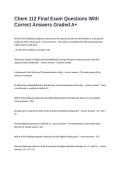 Chem 112 Final Exam Questions With Correct Answers Graded A&plus;
