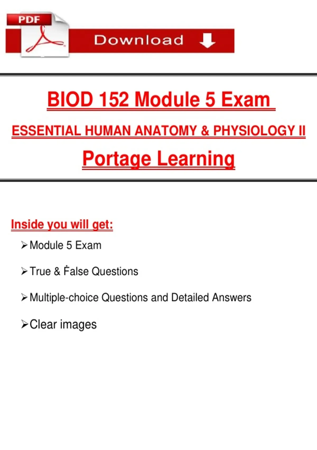 BIOD 152 Module 5 Exam (2026/2027) | Human Anatomy & Physiology II ...