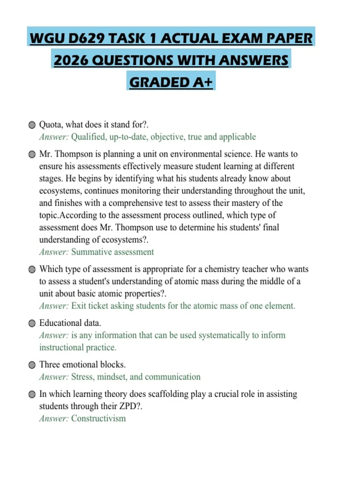 WGU D629 TASK 1 ACTUAL EXAM PAPER 2026 QUESTIONS WITH ANSWERS GRADED A+ ...