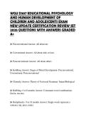 WGU D307 EDUCATIONAL PSYCHOLOGY AND HUMAN DEVELOPMENT OF CHILDREN AND ADOLESCENTS EXAM NEW UPDATE CERTIFICATION REVIEW SET 2026 QUESTIONS WITH ANSWERS GRADED A&plus;