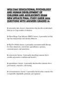 WGU D307 EDUCATIONAL PSYCHOLOGY AND HUMAN DEVELOPMENT OF CHILDREN AND ADOLESCENTS EXAM NEW UPDATE FINAL STUDY GUIDE 2026 QUESTIONS WITH ANSWERS GRADED A&plus;