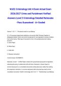 WJEC Criminology Unit 4 Exam Actual Exam 2026&sol;2027 Crime and Punishment Verified Answers Level 3 Criminology Detailed Rationales - Pass Guaranteed - A&plus; Graded