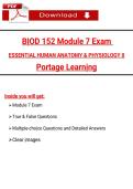 BIOD 152 Final Exam &lpar;2026&sol;2027&rpar; &vert; Human Anatomy & Physiology II &vert; Portage Learning &lpar;PDF&rpar;