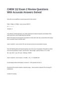 CHEM 112 Exam 2 Review Questions With Accurate Answers Solved