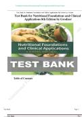 Test Bank for Nutritional Foundations and Clinical Applications&comma; 8th Edition by Grodner&comma; Escott-Stump&comma; and Dorner &ndash; Complete Chapter Questions and Answers for Nutrition and Dietetics Exam Preparation and Clinical Success