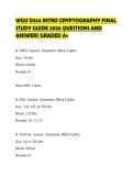 WGU D334 INTRO CRYPTOGRAPHY FINAL STUDY GUIDE 2026 QUESTIONS AND ANSWERS GRADED A&plus;