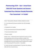 Pharmacology 5334 &ndash; Quiz 1 Actual Exam 2026&sol;2027 Exam Questions and Answers Guaranteed Pass Solutions Detailed Rationales - Pass Guaranteed - A&plus; Graded
