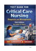 Test Bank for Critical Care Nursing&colon; Diagnosis and Management 15th Edition by Urden and Stacy &vert; ACTUAL Exam Questions & Correct Detailed Answers &vert; Newest Update 2026 &vert; 100&percnt; Guaranteed Pass&excl;&excl;&excl;