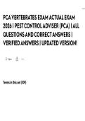 PCA VERTEBRATES EXAM ACTUAL EXAM 2026 &vert; PEST CONTROL ADVISER &lpar;PCA&rpar; &vert; ALL QUESTIONS AND CORRECT ANSWERS &vert; VERIFIED ANSWERS &vert; UPDATED VERSION&excl;