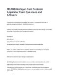 MDARD Michigan Core Pesticide Applicator Exam Questions and Answers