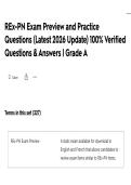 REx-PN Exam Preview and Practice Questions &lpar;Latest 2026 Update&rpar; 100&percnt; Verified Questions & Answers &vert; Grade A