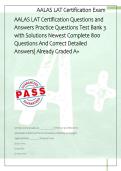 AALAS LAT Certification Questions and  Answers Practice Questions Test Bank 3  with Solutions Newest Complete 800  Questions And Correct Detailed  Answers&vert; Already Graded A&plus; 