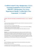 Certified Assisted Living Administrator &lpar;CALA&rpar; Licensing Examination ACTUAL EXAM 2026&sol;2027 &vert; 100 Questions &vert; New Jersey Department of Health &vert; Verified Q&A &vert; Pass Guaranteed - A&plus; Graded