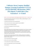 California Alarm Company Qualified Manager Licensing Examination ACTUAL EXAM 2026&sol;2028 &vert; 100 Questions &vert; BSIS &sol; PSI-Aligned &vert; Verified Q&A &vert; Pass Guaranteed - A&plus; Graded